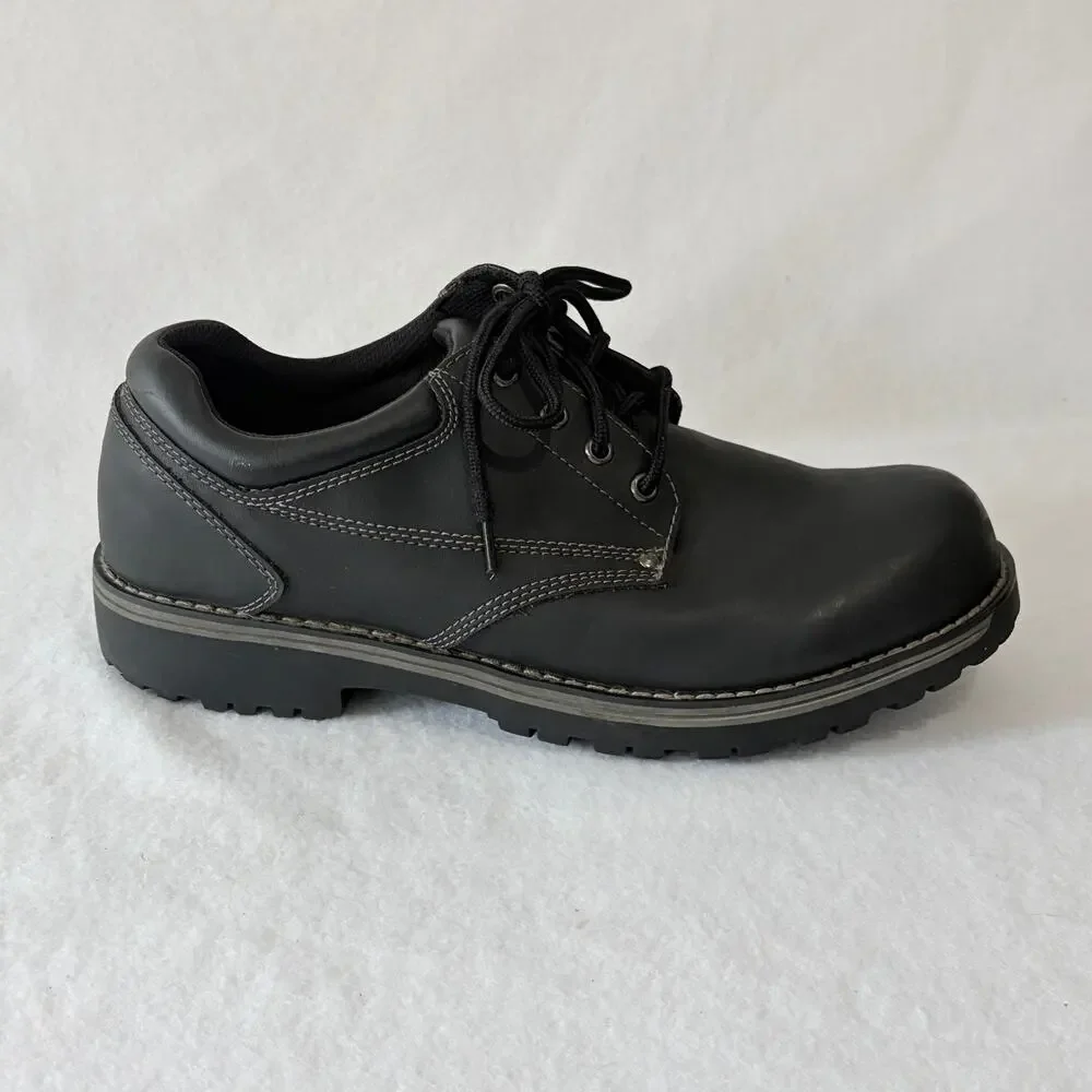 State Street Mens 12 Black Leather Oxford Comfort Daily Loafers Lace Up